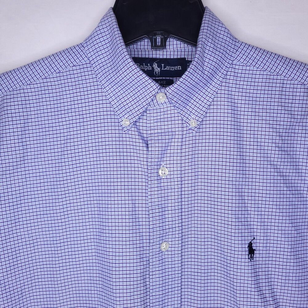 Ralph Lauren Shirt Mens Large Blue Check Pony Blake Cotton